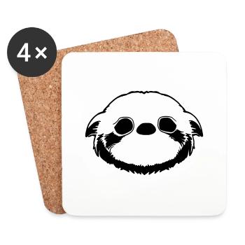 Cute Sloth Kawaii Cartoon Love Animal Vector - Coasters (set of 4) - white - Front