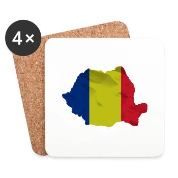 Romania flag in the shape of the country - Coasters (set of 4) - white - Front