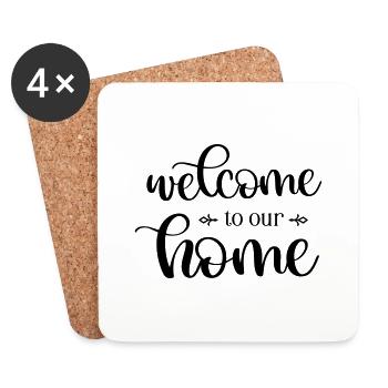 WelcomeToOurHome - Dessous de verre (lot de 4) - blanc - Devant