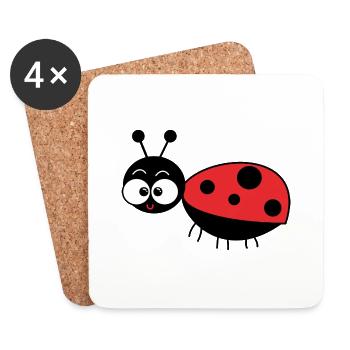 Ladybird - Coasters (set of 4) - white - Front