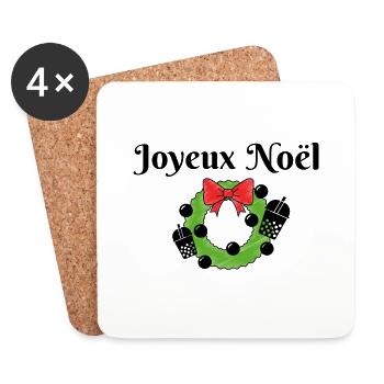 Joyeux Noel, bubble tea - Dessous de verre (lot de 4) - blanc - Devant
