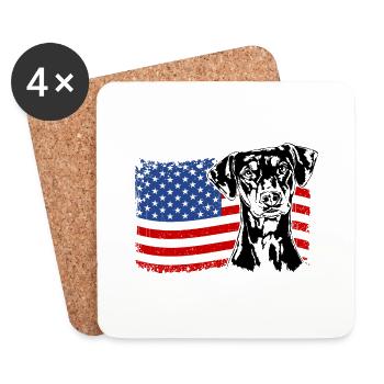 Deutscher Pinscher Amerika Fahne Hunde Wilsigns - Untersetzer (4er-Set) - Weiß - Vorne