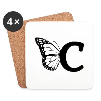 letter C butterfly - Coasters (set of 4) - white - Front