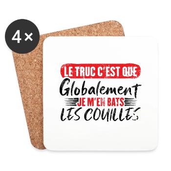 Globalement je m'en bats les couilles - Dessous de verre (lot de 4) - blanc - Devant
