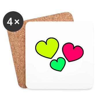 HERZ. HERZ. HEILIGER VALENTINSTAG. LIEBE. LIEBE. HERZ - Untersetzer (4er-Set) - Weiß - Vorne