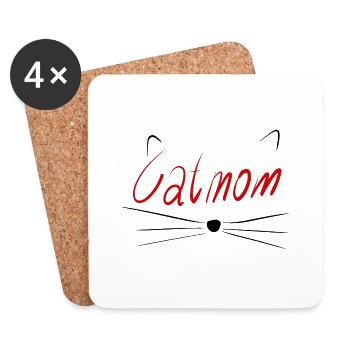 Maman chat - Dessous de verre (lot de 4) - blanc - Devant