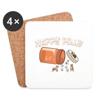 Happy Pills Pitbull Lustiger Hund Liebhaber Humor Apotheke - Untersetzer (4er-Set) - Weiß - Vorne