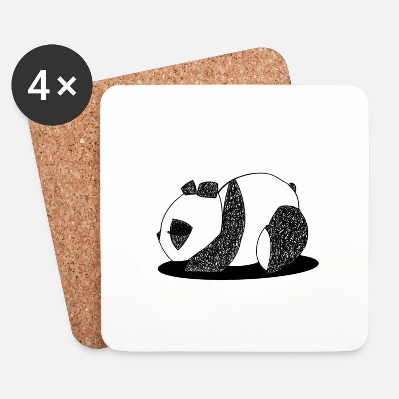 Schlafender Panda - Untersetzer (4er-Set) - Weiß