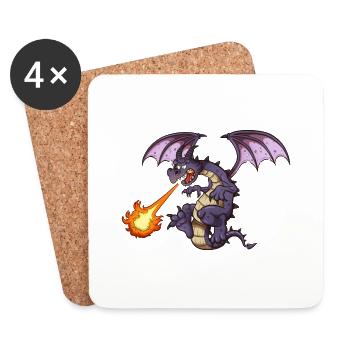 Dragon en colère - Dessous de verre (lot de 4) - blanc - Devant