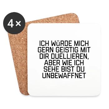 T-Shirt "geistig duellieren" - Untersetzer (4er-Set) - Weiß - Vorne
