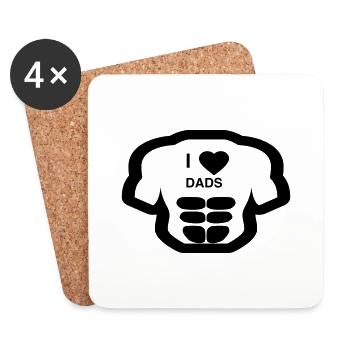 Cooles „I Love Dads“ Design für sie und ihn - Untersetzer (4er-Set) - Weiß - Vorne