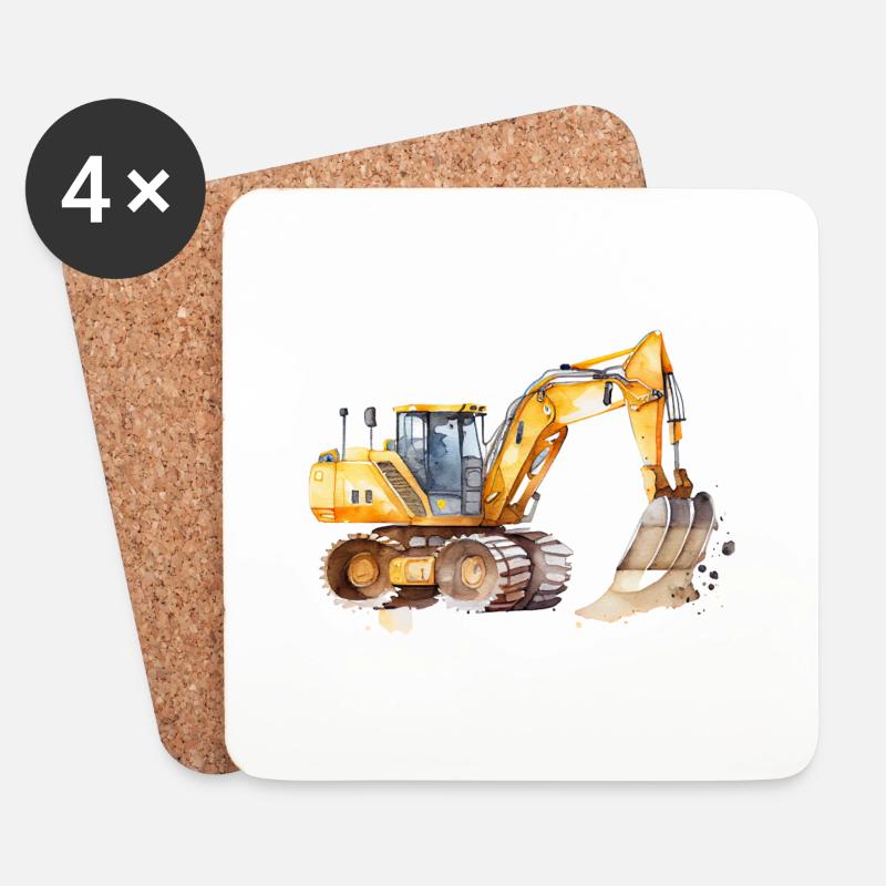 Bagger - Untersetzer (4er-Set) - Weiß