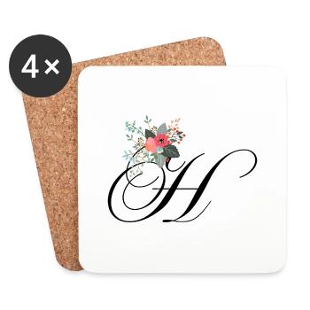 Buchstabe h blumig - Untersetzer (4er-Set) - Weiß - Vorne