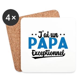 Fête des Pères - J'ai Un Papa Exceptionnel - Dessous de verre (lot de 4) - blanc - Devant