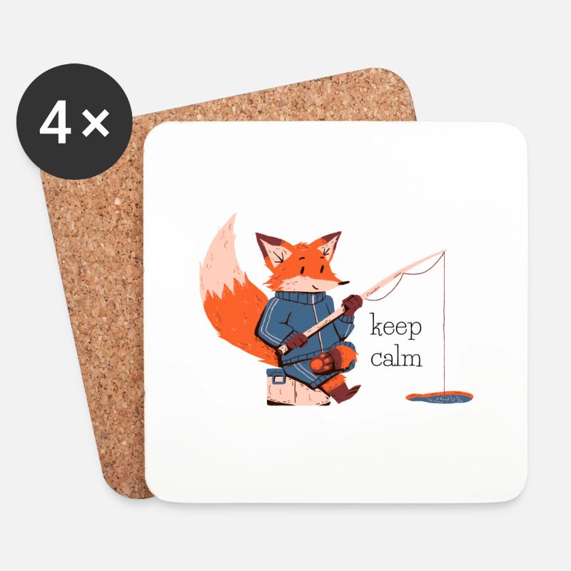 keep calm fox - fox - Coasters (set of 4) - white