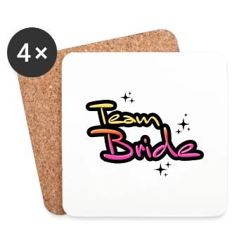 Team bride retro Hochzeit heiraten bachelorette - Untersetzer (4er-Set) - Weiß - Vorne