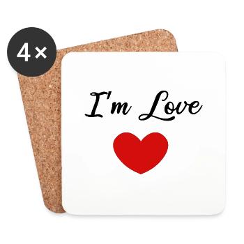 Je suis amour - Citation positive - Dessous de verre (lot de 4) - blanc - Devant