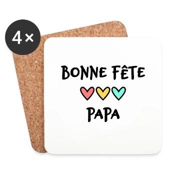 BONNE FÊTE PAPA. PAPA. FÊTE DES PÈRES. BONNE FÊTE - Dessous de verre (lot de 4) - blanc - Devant