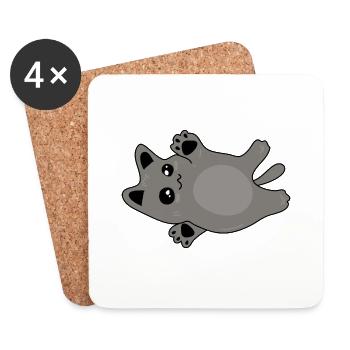 cute grey baby cat - Coasters (set of 4) - white - Front