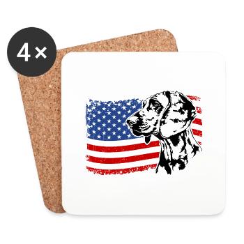 Chien de chasse à l’odeur hanovrienne Chiens de drapeau de l’Amérique - Dessous de verre (lot de 4) - blanc - Devant