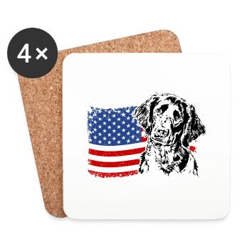 Großer Münsterländer Amerika Fahne Hunde Wilsigns - Untersetzer (4er-Set) - Weiß - Vorne