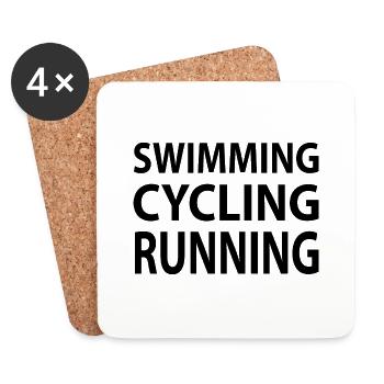 Triathlon Natation Bike Run Marathon - Dessous de verre (lot de 4) - blanc - Devant