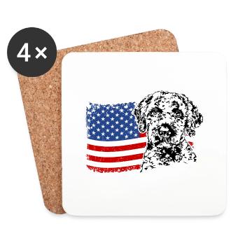 Lagotto Romagnolo Amérique Flag Dogs Wilsigns - Dessous de verre (lot de 4) - blanc - Devant