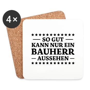Bauherr Spruch Richtfest Hausbau Geschenk Bauherr - Untersetzer (4er-Set) - Weiß - Vorne