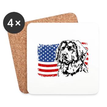 Leonberger America Flag Dogs Wilsigns - Dessous de verre (lot de 4) - blanc - Devant