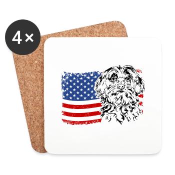 Maltese Amérique Flag Dogs Wilsigns - Dessous de verre (lot de 4) - blanc - Devant