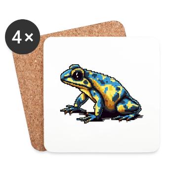 Farbenfroher Retro Pixel Pfeilgiftfrosch in 8 Bit - Untersetzer (4er-Set) - Weiß - Vorne