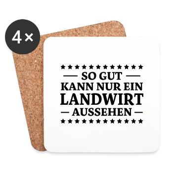 Landwirt Spruch Traktor Lustiges Landwirt Geschenk - Untersetzer (4er-Set) - Weiß - Vorne