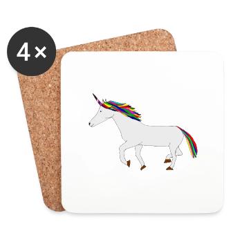 Licorne colorée - Dessous de verre (lot de 4) - blanc - Devant