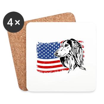 Saluki Amerika Fahne Hund Hunde Wilsigns - Untersetzer (4er-Set) - Weiß - Vorne