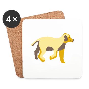 Hund - Untersetzer (4er-Set) - Weiß - Vorne