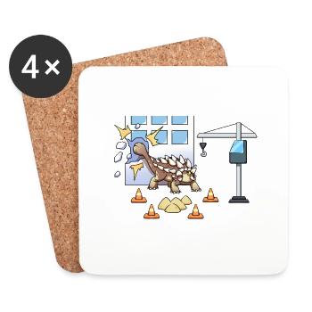 Grue de chantier Ankylosaurus cool Dino - Dessous de verre (lot de 4) - blanc - Devant