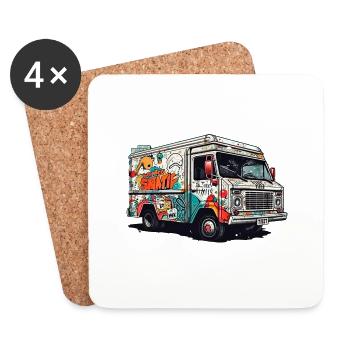 Graffiti camion street art - Dessous de verre (lot de 4) - blanc - Devant