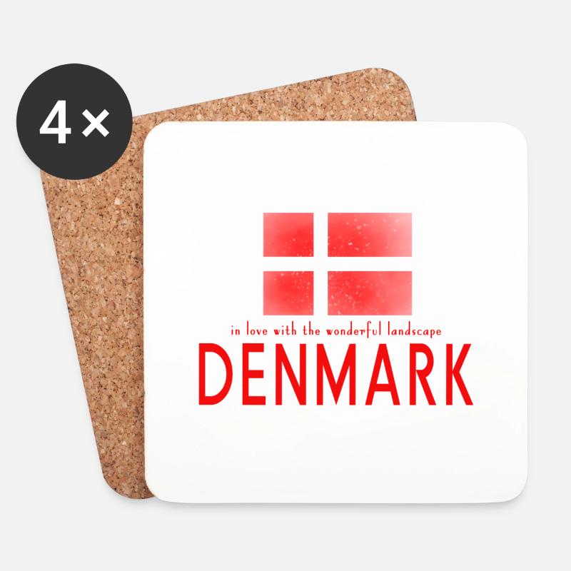 Dänemark Danmark - Untersetzer (4er-Set) - Weiß