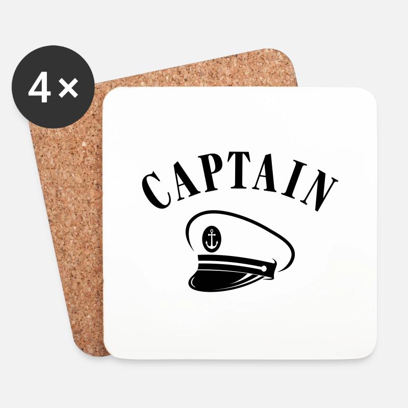 CAPTAIN KAPITÄNS MÜTZE - Untersetzer (4er-Set) - Weiß