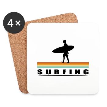 Planche de surf Surfer Sports nautiques - Dessous de verre (lot de 4) - blanc - Devant