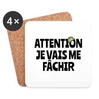 Attention j’vais me fâchir - Dessous de verre (lot de 4) - blanc - Devant