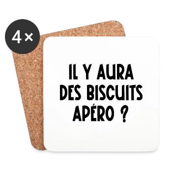 il y aura des biscuits apéro ? - Dessous de verre (lot de 4) - blanc - Devant