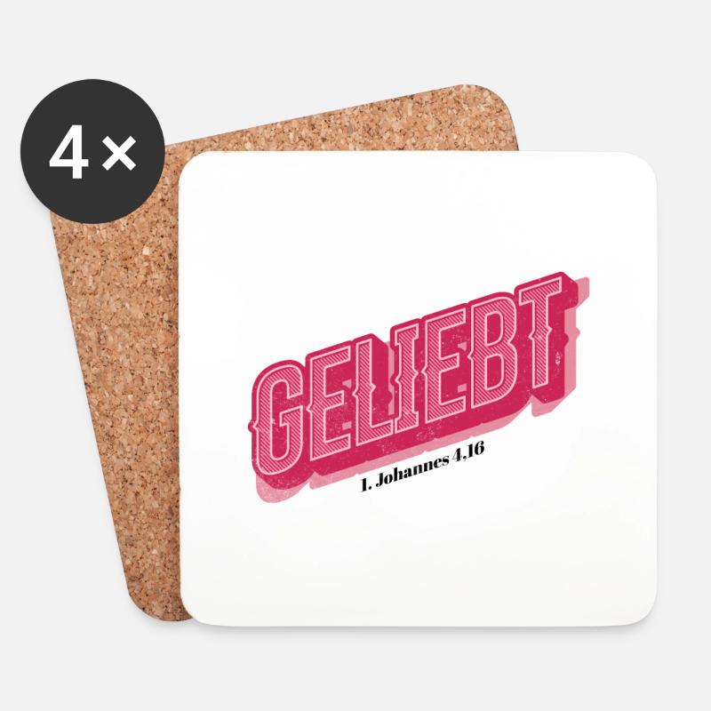 Geliebt 1. Johannes 4,16 - Untersetzer (4er-Set) - Weiß