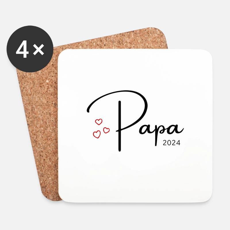 Papa 2024 - Untersetzer (4er-Set) - Weiß