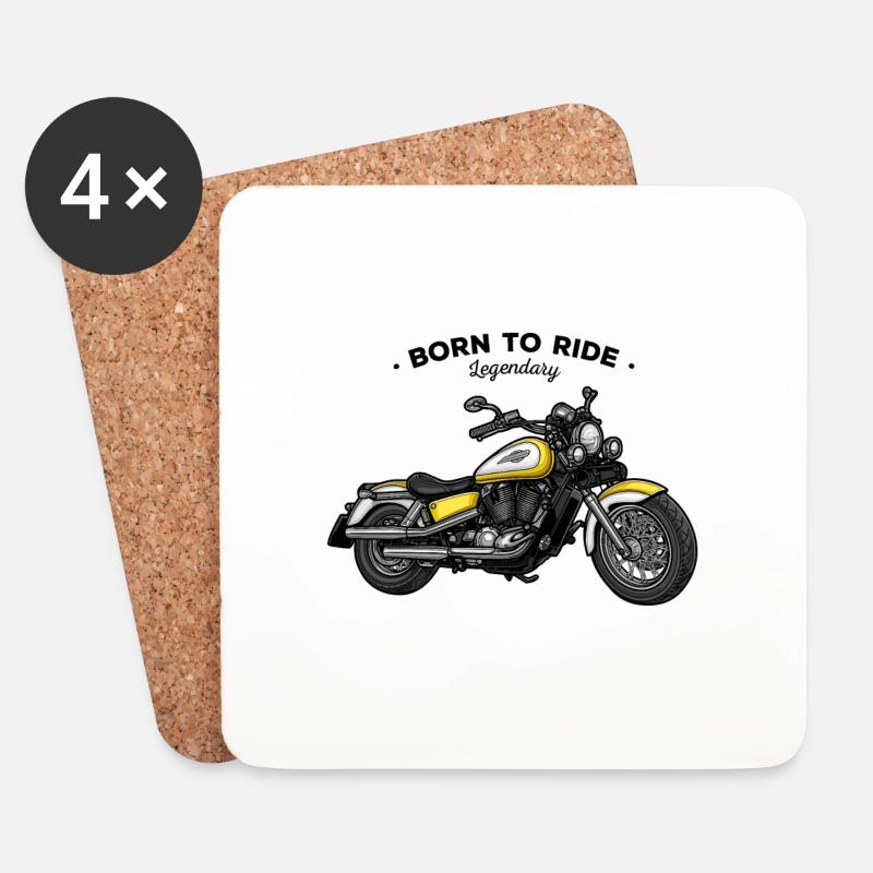 Chopper // Motorrad - Untersetzer (4er-Set) - Weiß