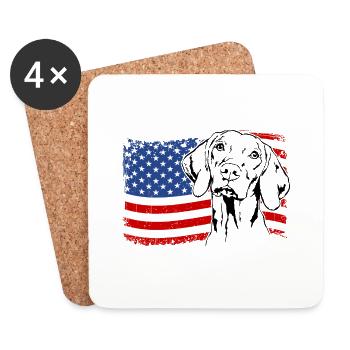 Magyar Vizsla America Flag Dogs Dog Wilsigns - Coasters (set of 4) - white - Front