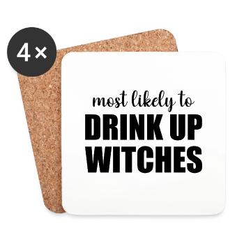 Most Likely To Drink Up Witches Funny Halloween - Coasters (set of 4) - white - Front