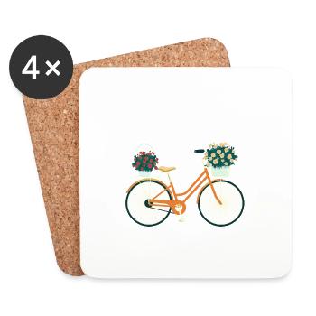 Amsterdam Fleur Vélo Souvenir Hollandais - Dessous de verre (lot de 4) - blanc - Devant