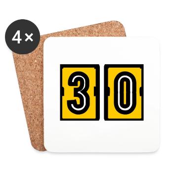30. 30 ANS. 30e ANNIVERSAIRE. ANNIVERSAIRE 30 ANS. - Dessous de verre (lot de 4) - blanc - Devant