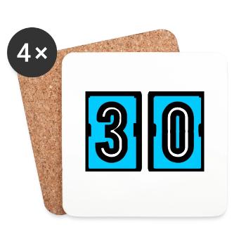30. 30 ANS. 30e ANNIVERSAIRE. ANNIVERSAIRE 30 ANS. - Dessous de verre (lot de 4) - blanc - Devant